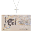 Dicksons Diamond in Rough Pointed Cross with CZ Center 18 Inch Necklace with Presentation Gift Box