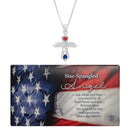 Dicksons Star-Spangled Angel CZ Cross 18 Inch Pendant Necklace with Presentation Gift Box
