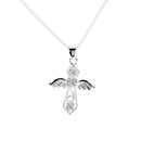 Dicksons Angel Cross Cubic Zirconia Stones, Silver Tone, 18 Inch, Plated Metal, Women's Everyday Necklace,