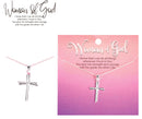 Dicksons Woman of God You Give Me Strength and Courage 18 inch Silver Plated Metal Women's Sash Cross Pendant Necklace
