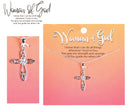 Dicksons Woman of God You Give Me Strength and Courage 18 inch Silver Plated Metal Women's Fleur-De-Lis Cross Pendant Necklace