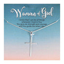 Dicksons Woman Of God Sculpted Cross Silver Plated 18 Inch Stainless Steel Necklace On Presentation Card