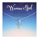 Dicksons Woman Of God Open Bud Cross Silver Plated 18 Inch Stainless Steel Necklace On Presentation Card