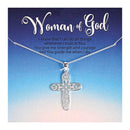 Dicksons Woman Of God Open Fancy Cross Silver Plated 18 Inch Stainless Steel Necklace On Presentation Card