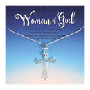 Dicksons Woman Of God Fancy Bud Cross Silver Plated 18 Inch Stainless Steel Necklace On Presentation Card
