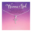 Dicksons Woman Of God Open Bud Cross Small Silver Plated 18 Inch Stainless Steel Necklace On Presentation Card