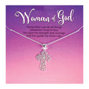Dicksons Woman Of God Open Bud Cross Wide Silver Plated 18 Inch Stainless Steel Necklace On Presentation Card