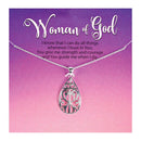 Dicksons Woman Of God Open Teardrop Silver Plated 18 Inch Stainless Steel Necklace On Presentation Card