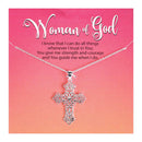 Dicksons Woman Of God Open Bud Cross Large Silver Plated 18 Inch Stainless Steel Necklace On Presentation Card