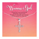 Dicksons Woman Of God Cutout Bud Cross Silver Plated 18 Inch Stainless Steel Necklace On Presentation Card