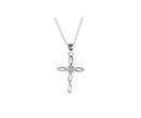Dicksons 18 inch Elegant Sterling Silver Open Ribbon Cross Necklace for Women Fluid Design with Central CZ Stone Faith Jewelry