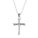 Dicksons 18 inch Unique Silver-Toned Wrapped Cross Necklace for Women Textured Design with Central CZ Stone Faith Jewelry