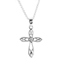 Dicksons 18 inch Elegant Open Bud Cross Necklace for Women Intricate Silver Plated Design with Central CZ Stone Faith Jewelry