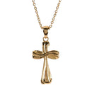 Dicksons 18 inch Elegant Mobius Bud Cross Necklace for Women Polished Gold Plated Ribbon Design Pendant Fluid Faith Jewelry