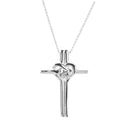 Dicksons 18 inch Elegant Cross and Heart Necklace for Women Silver Plated Pendant with Central CZ Stone Faith and Love Jewelry