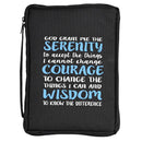 Dicksons Serenity Prayer Black and Blue Large 600 Denier Polyester Zipper Bible Cover With Handle