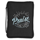Dicksons Praise The Lord Black and Blue Large 600 Denier Polyester Zipper Bible Cover With Handle