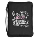 Dicksons You Are Loved Pink and Black Large 600 Denier Polyester Zipper Bible Cover With Handle