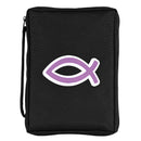 Dicksons Fish Symbol Decorative Black and Pink 7.5 x 10.5 Polyester Large Soft Shell Women's Bible Cover Case