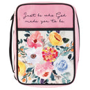 Dicksons Be Who God Made You Pink Floral Large Polyester Zippered Bible Cover with Handle
