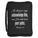 Dicksons He Shall Direct Your Paths Black Large 600 Denier Polyester Zipper Bible Cover With Handle