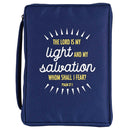 Lord is My Light and Salvation - Psalm 27:1-11.5 x 8.25 Inch Blue Polyester Bible Case Cover