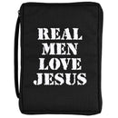 Real Men Love Jesus - 11.5 x 8.25 Inch Black Polyester Bible Case Cover