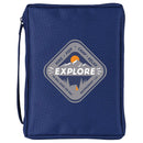 Dicksons Explore He Will Guide The Way Deuteronomy 1:33 Navy Blue 600 Denier Polyester Canvas Zip Close Bible Cover 11.25 x 7.75 x 2.25 Inch