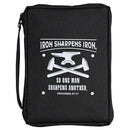 Dicksons Iron Sharpens Iron Proverbs 27:17 Black and White 600 Denier Polyester Canvas Zip Close Bible Cover 11.25 x 7.75 x 2.25 Inch