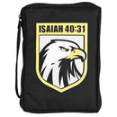 Dicksons Eagle Isaiah 40:31 Black Yellow and White 600 Denier Polyester Canvas Zip Close Bible Cover 11.25 x 7.75 x 2.25 Inch