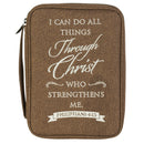 Dicksons I Can Do All Things Embroidered Cream Large Print Polyester Zippered Bible Cover with Handle