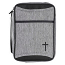 Dicksons Embroidered Cross Black and Grey Large 600 Denier Polyester Zipper Bible Cover With Handle