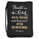 Dicksons Lean Not On Your Own Understanding Black and White Medium 600 Denier Polyester Zipper Bible Cover With Handle
