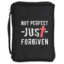 Dicksons Not Perfect Just Forgiven Black and Red Medium 600 Denier Polyester Zipper Bible Cover With Handle