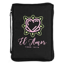 El Amor - 1 Cor. 13:13-9.5 x 6.75 Inch Black Polyester Bible Case Cover