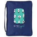 Dicksons Be The Light Matthew 5:16 Navy Blue 600 Denier Polyester Canvas Zip Close Bible Cover 9.5 x 6.75 Inch