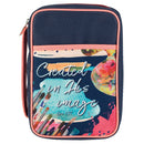 Dicksons Created In His Image Pink Trim Medium Polyester Zippered Bible Cover with Handle