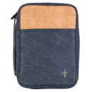 Dicksons Cross Blue and Tan 10 x 8 Inch Vinyl Zippered Bible Cover Case Handle, Large