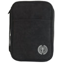 Dicksons Large Wreathed Cross Black 10.75 x 7.13 Vinyl Bible Cover with Convenient Carrying Handle and Ribbon Bookmark