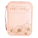 Dicksons Shall Praise You for I am Fearfully Wonderfully Made Pink Large Vinyl Zippered Bible Cover with Handle
