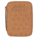 Dicksons Faithful Servant Camel Brown Diamond Large Print Vinyl Zippered Bible Cover with Handle