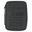 Dicksons Man of God Matte Black Large Print Vinyl Zippered Bible Cover with Handle