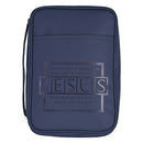 Dicksons The Name Above Every Name Navy Blue Large Vinyl Zipper Bible Cover With Handle