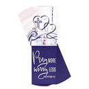 Pray More Worry Less - Philippians 4:6-6 x 2 Inch Navy Blue and White Cardstock Bookmark Place Keeper; Pack of 12