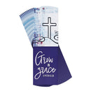 Grow in Grace Cross - 2 Peter 3:18-6 x 2 Inch Navy Blue and White Cardstock Bookmark Place Keeper; Pack of 12