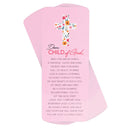 Parents Prayer Girl - Pink Flower Cross - 6.5 Inch Pink Laminated Cardstock Bookmark Place Keeper; Pack of 12