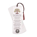Our Family Tree - 6 Inch Cardstock and Metal Tassel with Cross Coin Bookmark Place Keeper; Pack of 15