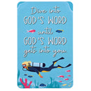 Dicksons Dive Into The Word Scuba Diver Themed Sea Blue 2.5 x 4 Paper Encouraging Durable Laminated Bookcard Bookmark, Pack of 12