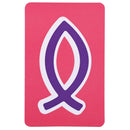 Dicksons Fish Symbol for We Live by Faith Not by Sight Bright Purple and Pink 2.5 x 4 Paper Encouraging Durable Laminated Bookcard Bookmark, Pack of 12