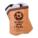 In Jesus' Name I Play - The Athlete's Prayer - Soccer Ball - 3.8 x 2.5 Inch Brown Cardstock Pocketcard Bookmark; Pack of 12